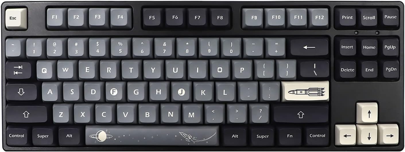 JSJT Custom Keycap PBT XDA Profile Keycaps Aerospace Apollo Themed Keycaps 133 Keys for 61/64/68/87/96/104/108 Cherry Gateron MX Switches Mechanical Gaming Keyboard(6.25U 7U Spacebar)