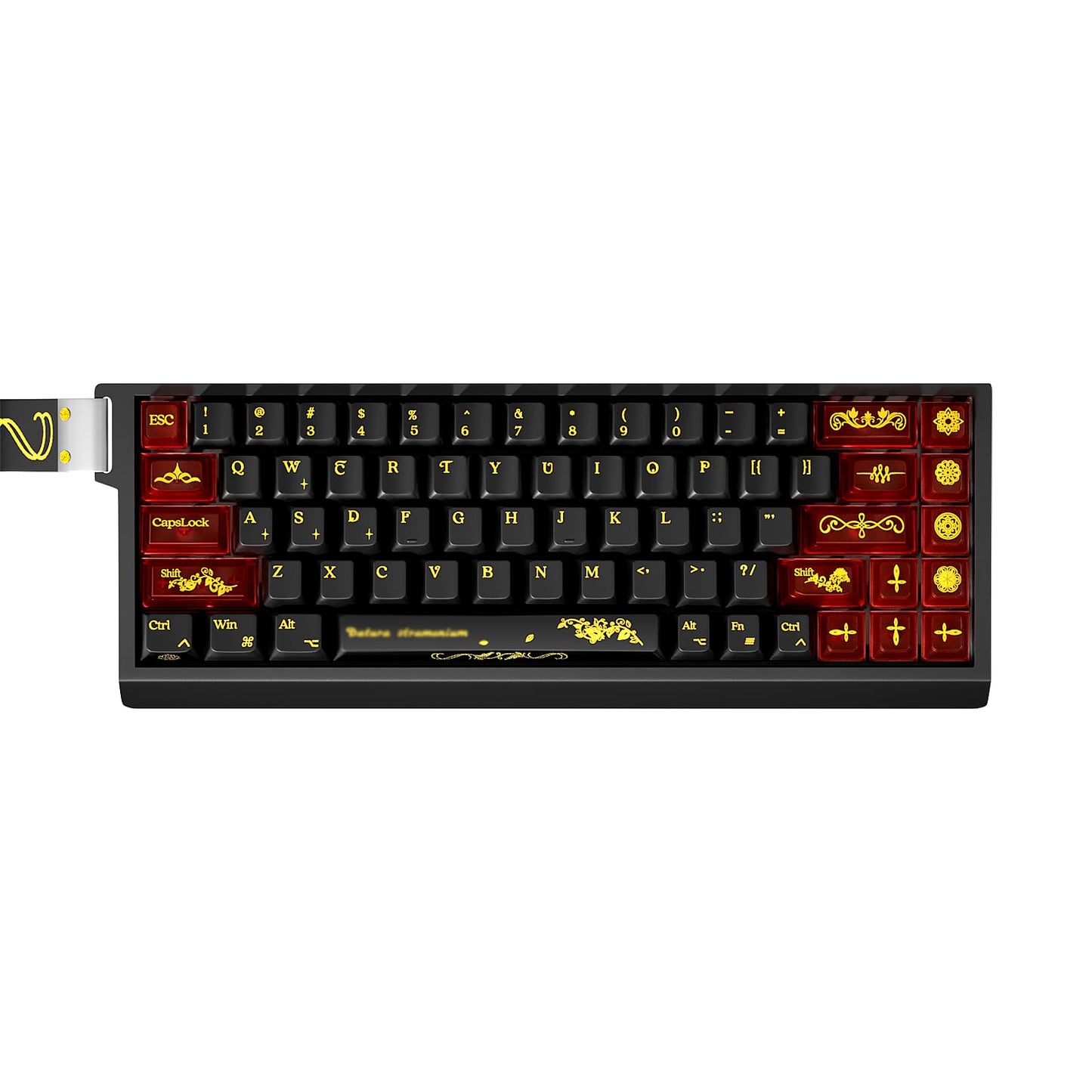 JSJT Black Keycaps,Transparent PC+PBT Cherry Profile Keycaps 180 Keys Hot Stamping Process Pattern Custom Keycap Set for Cherry MX Switch Mechanical Keyboards(Only Key Caps)