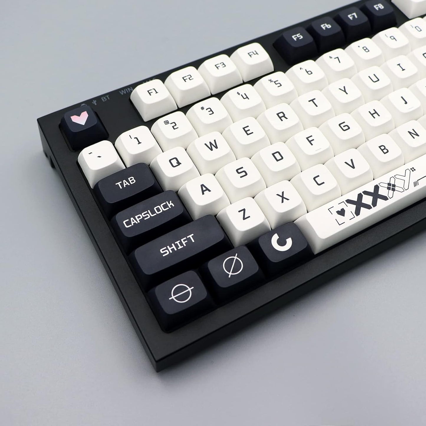 JSJT Key Caps XDA Profile Black and White Keycaps, 126 Keys Theme PBT Dye Sublimation Custom Keycap Set for US/ISO Layout Cherry MX Switch Mechanical Keyboards