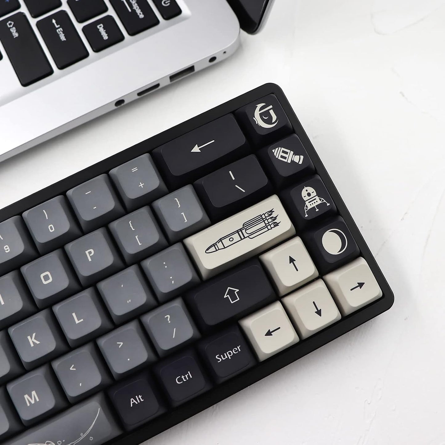 JSJT Custom Keycap PBT XDA Profile Keycaps Aerospace Apollo Themed Keycaps 133 Keys for 61/64/68/87/96/104/108 Cherry Gateron MX Switches Mechanical Gaming Keyboard(6.25U 7U Spacebar)
