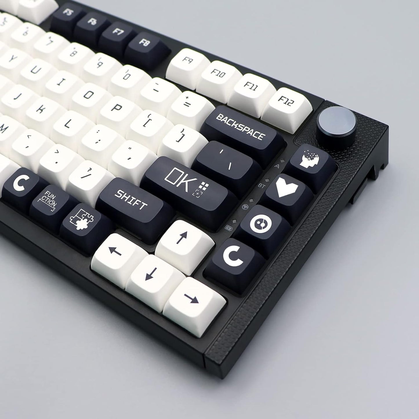 JSJT Key Caps XDA Profile Black and White Keycaps, 126 Keys Theme PBT Dye Sublimation Custom Keycap Set for US/ISO Layout Cherry MX Switch Mechanical Keyboards