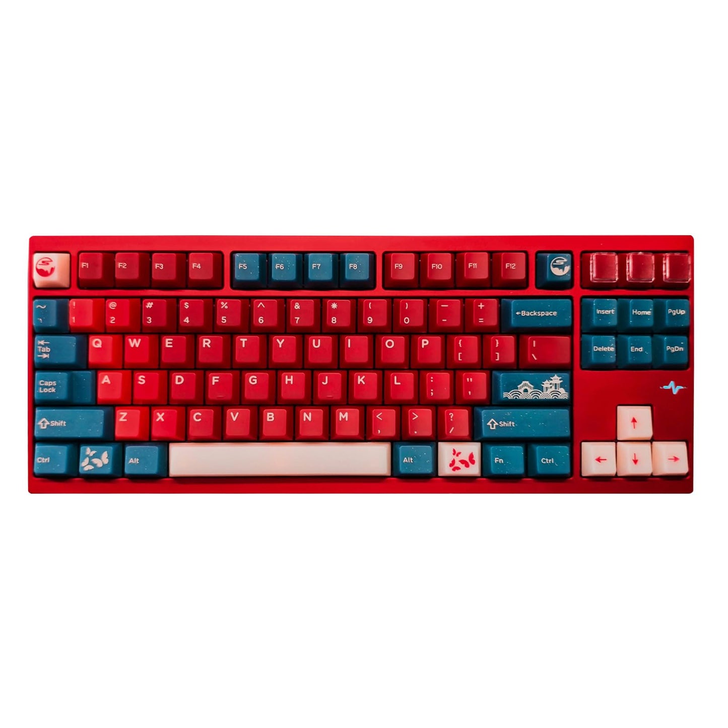 JSJT Cherry Profile Keycaps, 170 Keys Red Bean Theme PC Translucent Keycaps, 3 Colors Custom Keycap Suitable for Cherry Mx Switch Mechanical Keyboards (Key Caps Only)