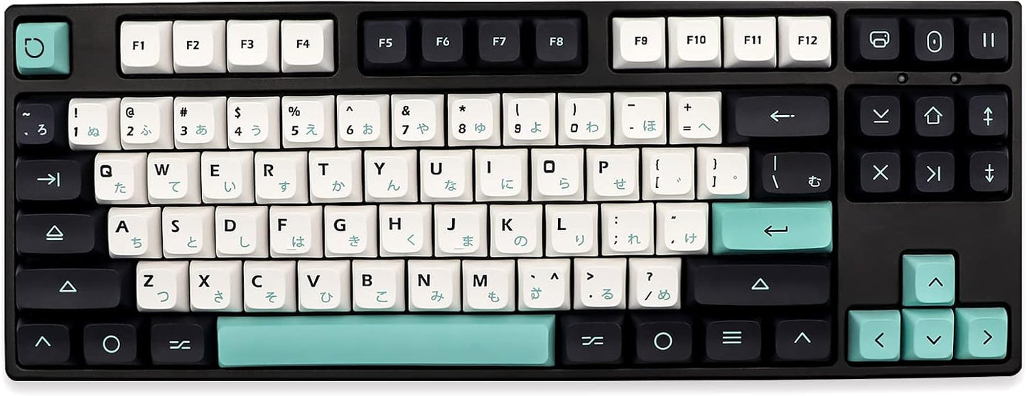 JSJT Keycaps-Japanese Keycap 129 Keys XDA Profile Keycap Set Tri-Color PBT Key Caps Suitable for 61/64/87/96/98/104/108 Cherry MX Switch Mechanical Keyboards