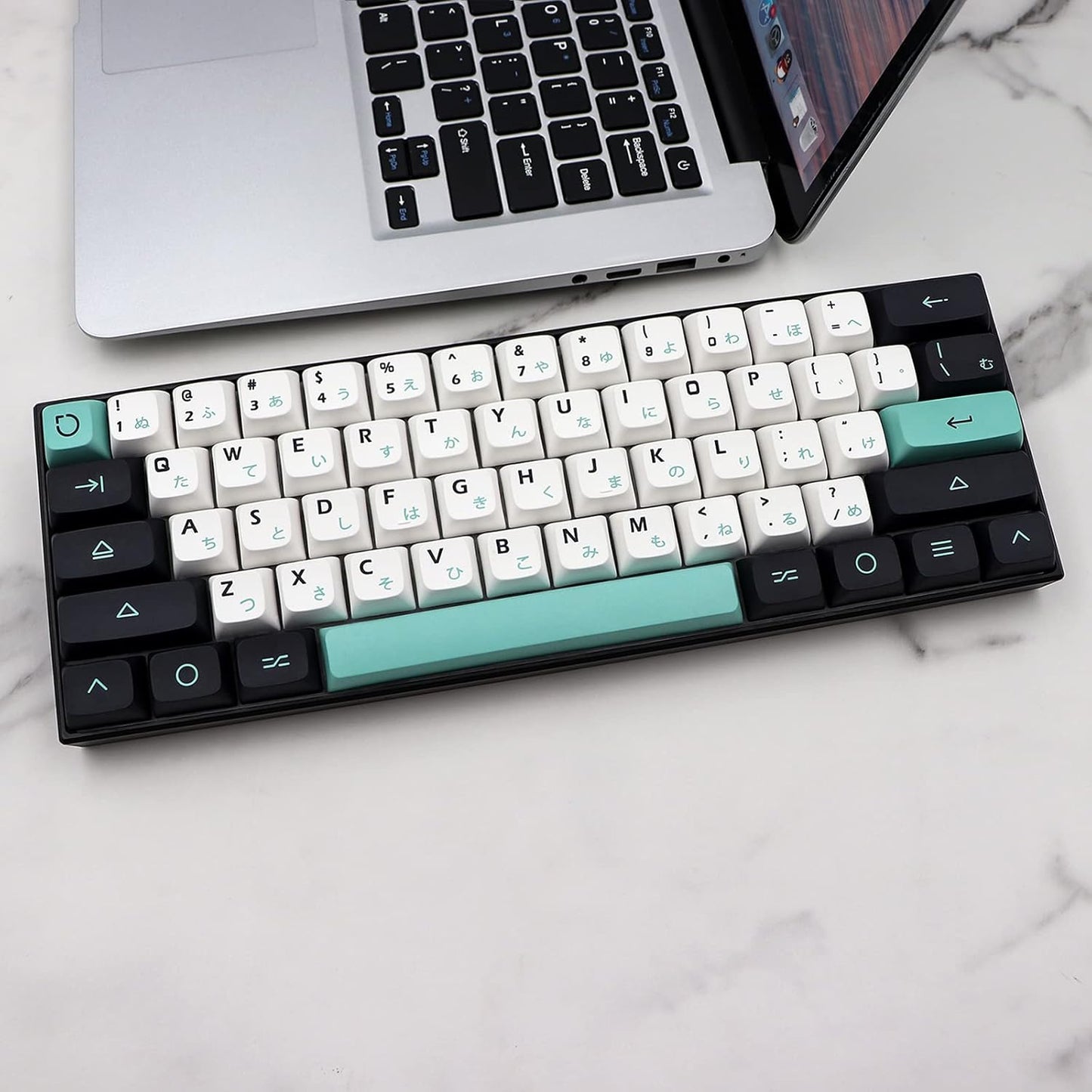 JSJT Keycaps-Japanese Keycap 129 Keys XDA Profile Keycap Set Tri-Color PBT Key Caps Suitable for 61/64/87/96/98/104/108 Cherry MX Switch Mechanical Keyboards