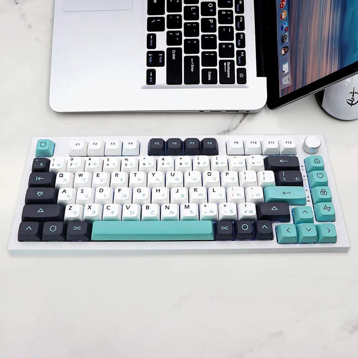 JSJT Keycaps-Japanese Keycap 129 Keys XDA Profile Keycap Set Tri-Color PBT Key Caps Suitable for 61/64/87/96/98/104/108 Cherry MX Switch Mechanical Keyboards