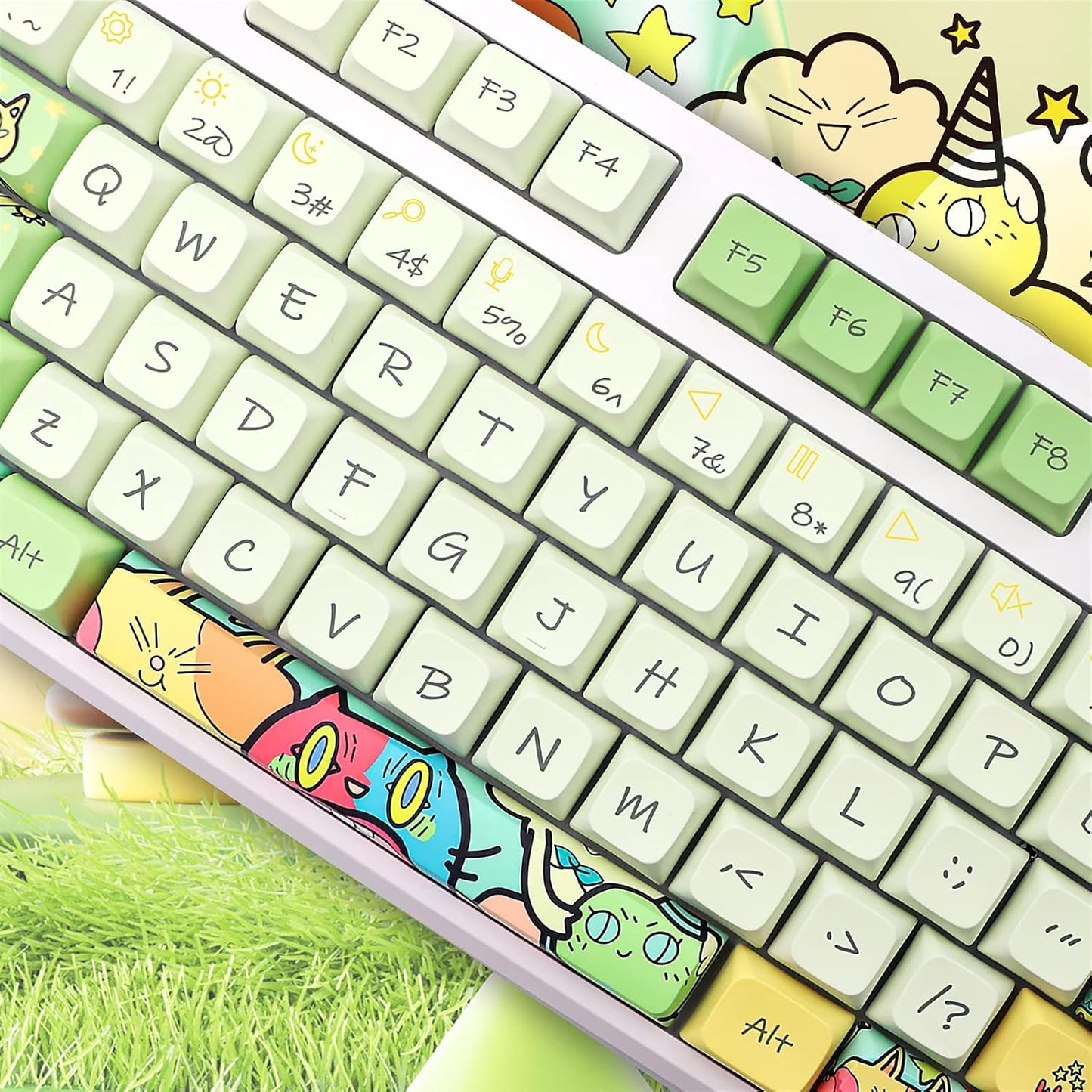 JSJT Keycaps XDA Profile Key Caps Magical Elves Themed Keycap 135 Keys PBT Dye Sublimation Keycap Set Suitable for ANSI/ISO Layout Cherry MX Switch Mechanical Keyboards