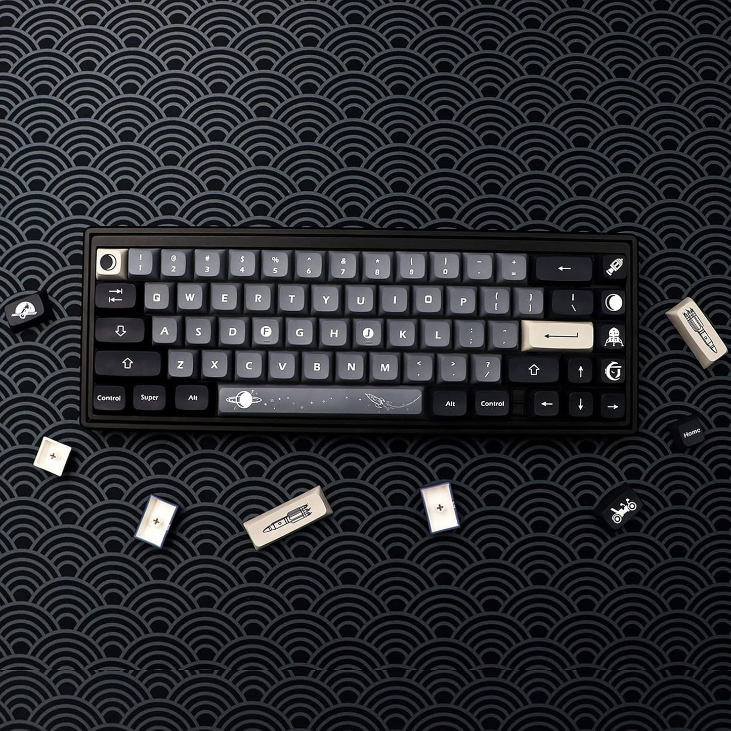 JSJT Custom Keycap PBT XDA Profile Keycaps Aerospace Apollo Themed Keycaps 133 Keys for 61/64/68/87/96/104/108 Cherry Gateron MX Switches Mechanical Gaming Keyboard(6.25U 7U Spacebar)