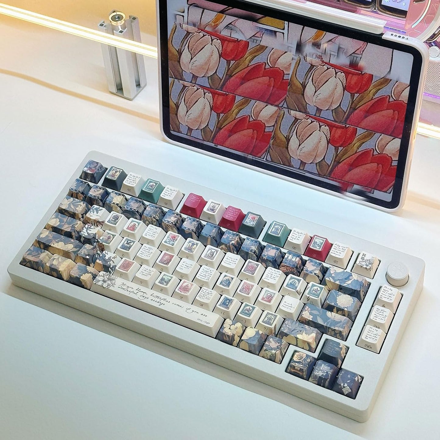 JSJT Side Printed Keycaps-Vintage Keycap,PBT Keycaps 145 Keys Custom Key Caps Cherry Profile Keycap Set,Suitable for Cherry MX Switches Keyboards