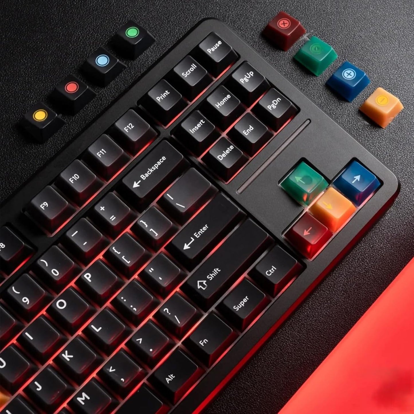 JSJT PC Black-Lights Theme Translucent Keycaps,165 Keys Dark Gray Color Cherry Profile Keycap Suitable for Cherry Mx Switch Mechanical Keyboards(Key Caps Only)