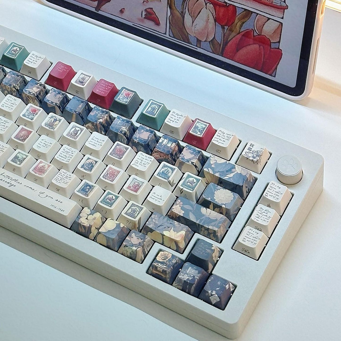 JSJT Side Printed Keycaps-Vintage Keycap,PBT Keycaps 145 Keys Custom Key Caps Cherry Profile Keycap Set,Suitable for Cherry MX Switches Keyboards