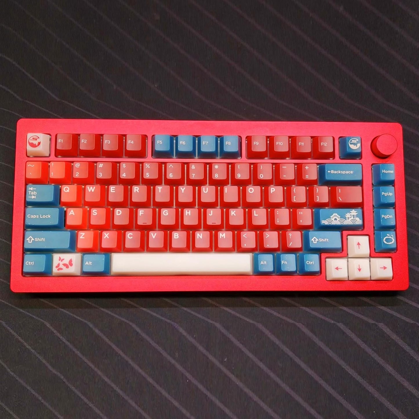 JSJT Cherry Profile Keycaps, 170 Keys Red Bean Theme PC Translucent Keycaps, 3 Colors Custom Keycap Suitable for Cherry Mx Switch Mechanical Keyboards (Key Caps Only)