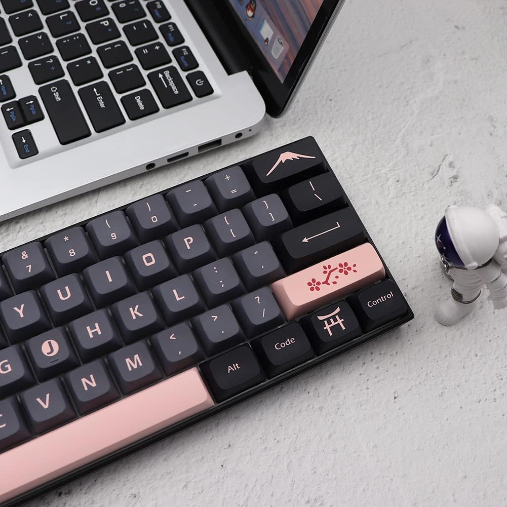 JSJT XDA Keycaps-Night Cherry Themed Keycaps 132 Keys PBT Keycap Set Suitable for 61/64/84/87/96/98/104/108 ANSI Layout Cherry MX Switch Mechanical Keyboard