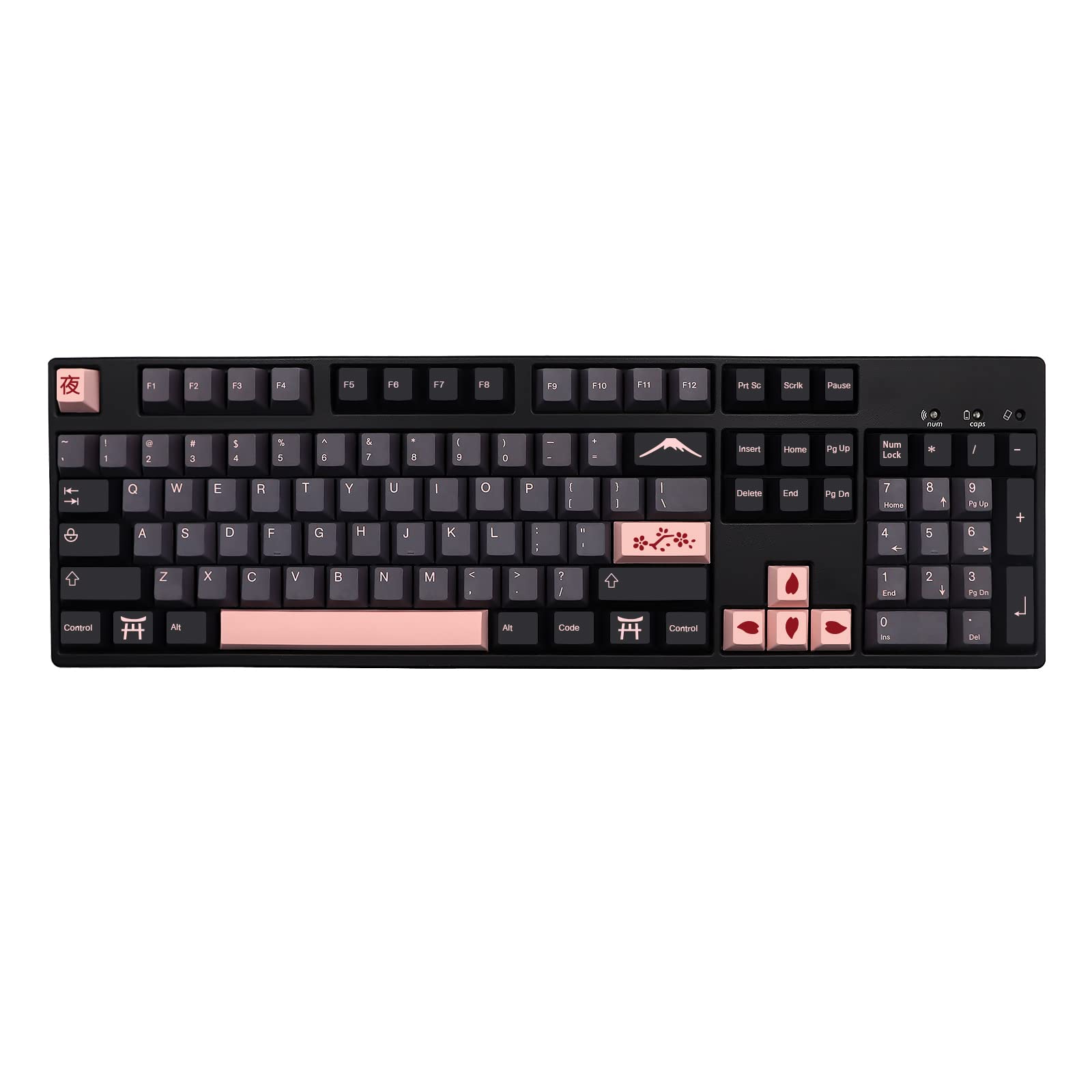 JSJT XDA Keycaps-Night Cherry Themed Keycaps 132 Keys PBT Keycap Set Suitable for 61/64/84/87/96/98/104/108 ANSI Layout Cherry MX Switch Mechanical Keyboard