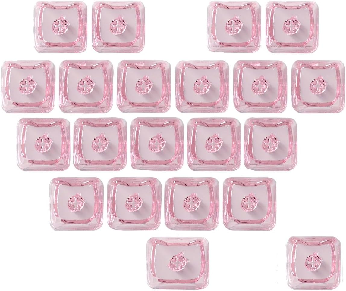 JSJT Blank Crystal Transparent Keycaps, Backlit Pink Keycap,21 Keys Love Heart-Shaped PC Custom Keyboard Caps Mao Profile for MX Switches Mechanical Keyboards