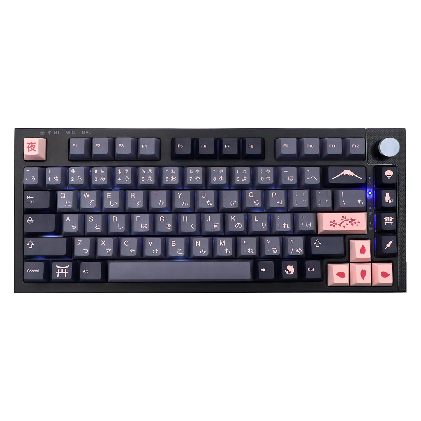 JSJT XDA Keycaps-Night Cherry Themed Keycaps 132 Keys PBT Keycap Set Suitable for 61/64/84/87/96/98/104/108 ANSI Layout Cherry MX Switch Mechanical Keyboard