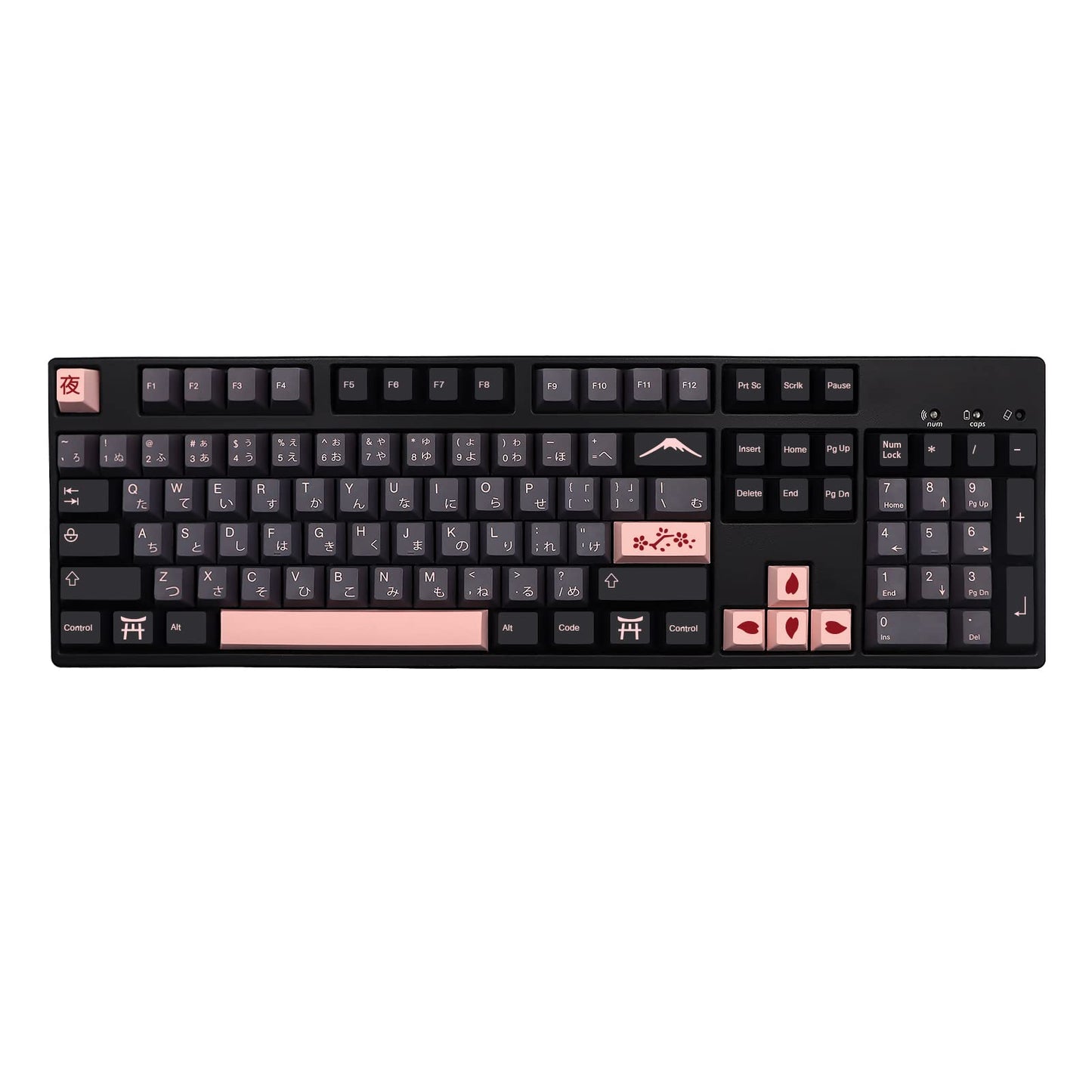 JSJT XDA Keycaps-Night Cherry Themed Keycaps 132 Keys PBT Keycap Set Suitable for 61/64/84/87/96/98/104/108 ANSI Layout Cherry MX Switch Mechanical Keyboard