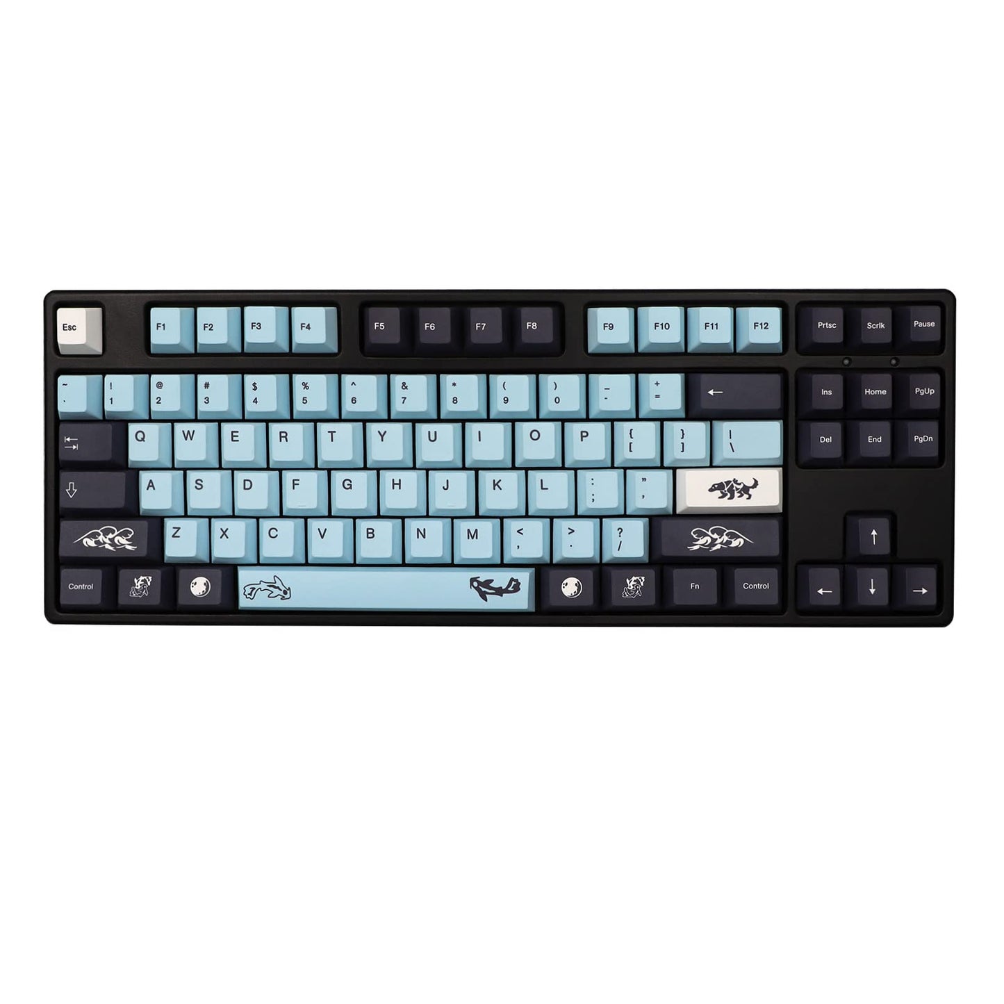 JSJT Ink Lotus Keycaps 140 Keys OEM Profile Keycap PBT Dye Sublimation Key Caps for ANSI/ISO Layout Cherry MX Switch Mechanical Gaming Keyboards GK61/68/87/96/104/108 (with 6.25u spacebar)