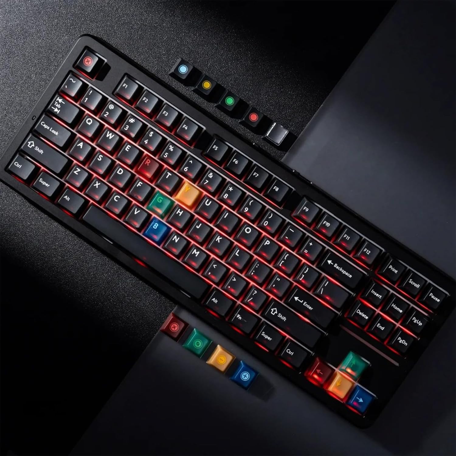 JSJT PC Black-Lights Theme Translucent Keycaps,165 Keys Dark Gray Color Cherry Profile Keycap Suitable for Cherry Mx Switch Mechanical Keyboards(Key Caps Only)