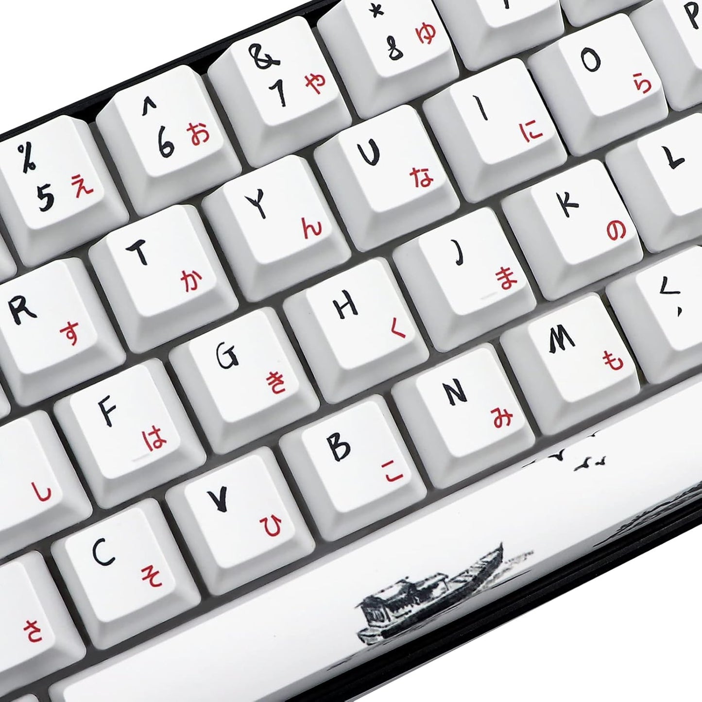 JSJT Keycaps 60 Percent - Plum Blossom Keycap,Japanese Keycap Set 71 Keys PBT OEM Profile Key Caps Suitable for GK61/GK64/RK61/Anne /ALT61 Cherry MX Switches Mechanical Keyboards