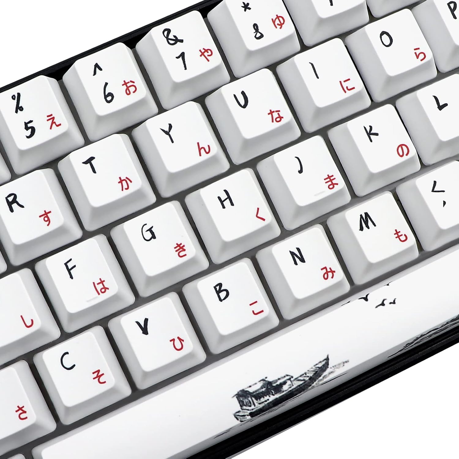 JSJT Keycaps 60 Percent - Plum Blossom Keycap,Japanese Keycap Set 71 Keys PBT OEM Profile Key Caps Suitable for GK61/GK64/RK61/Anne /ALT61 Cherry MX Switches Mechanical Keyboards