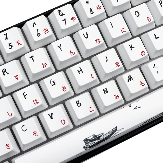 JSJT Keycaps 60 Percent - Plum Blossom Keycap,Japanese Keycap Set 71 Keys PBT OEM Profile Key Caps Suitable for GK61/GK64/RK61/Anne /ALT61 Cherry MX Switches Mechanical Keyboards