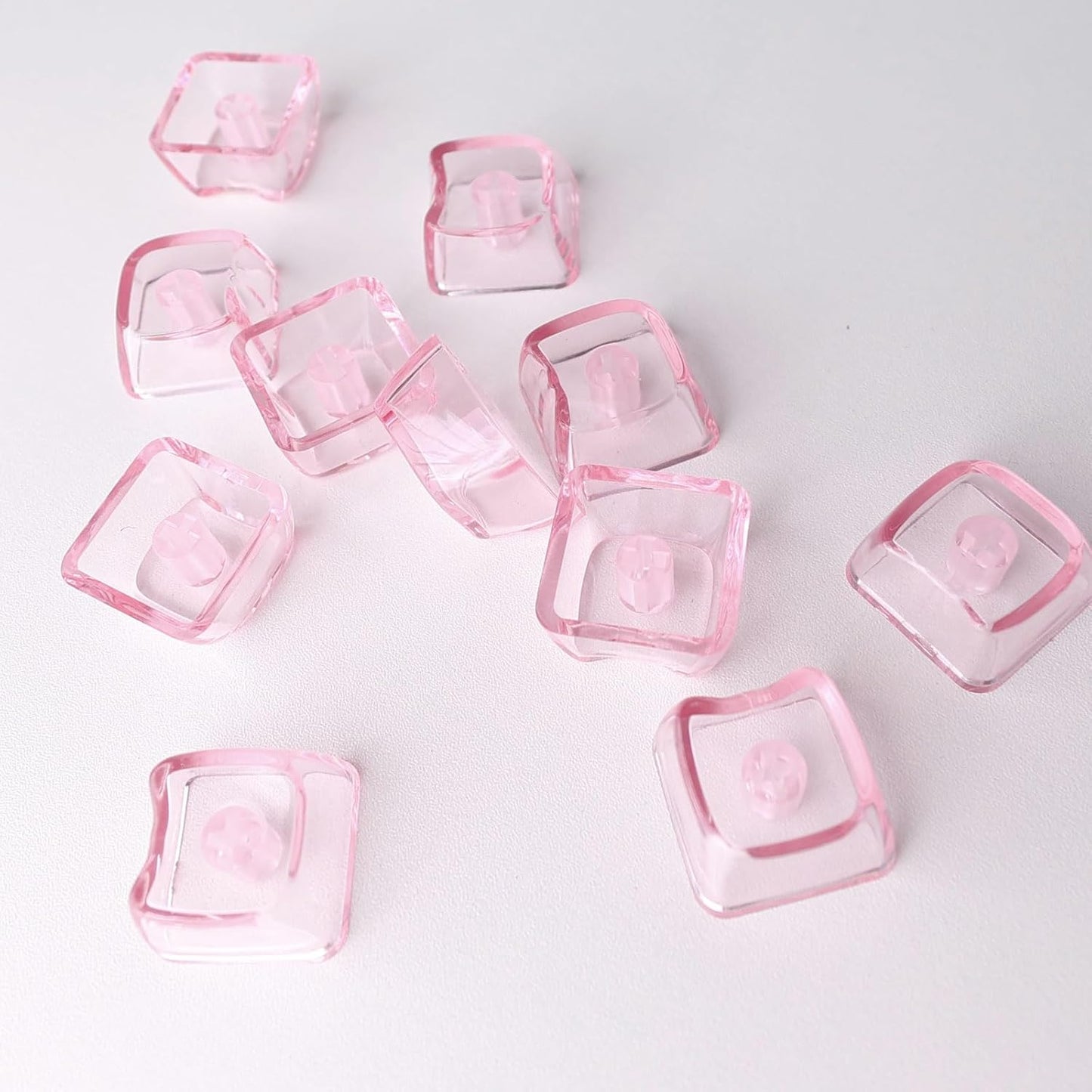 JSJT Blank Crystal Transparent Keycaps, Backlit Pink Keycap,21 Keys Love Heart-Shaped PC Custom Keyboard Caps Mao Profile for MX Switches Mechanical Keyboards