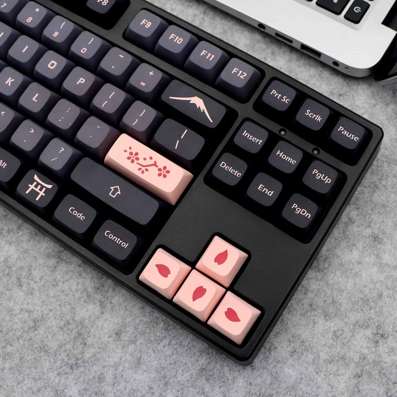 JSJT XDA Keycaps-Night Cherry Themed Keycaps 132 Keys PBT Keycap Set Suitable for 61/64/84/87/96/98/104/108 ANSI Layout Cherry MX Switch Mechanical Keyboard