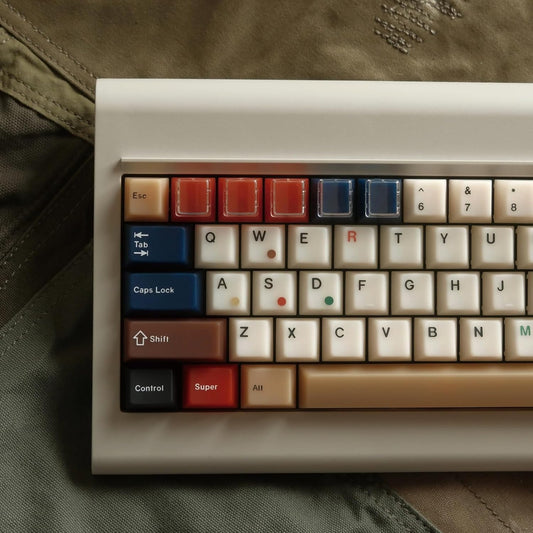 JSJT PC Translucent Keycap Set-7 Color Vintage Mixed Light Themed Keycaps,186 Keys Colorful Cherry Profile Key Caps Suitable for Cherry Mx Switch Mechanical Keyboard Keycaps