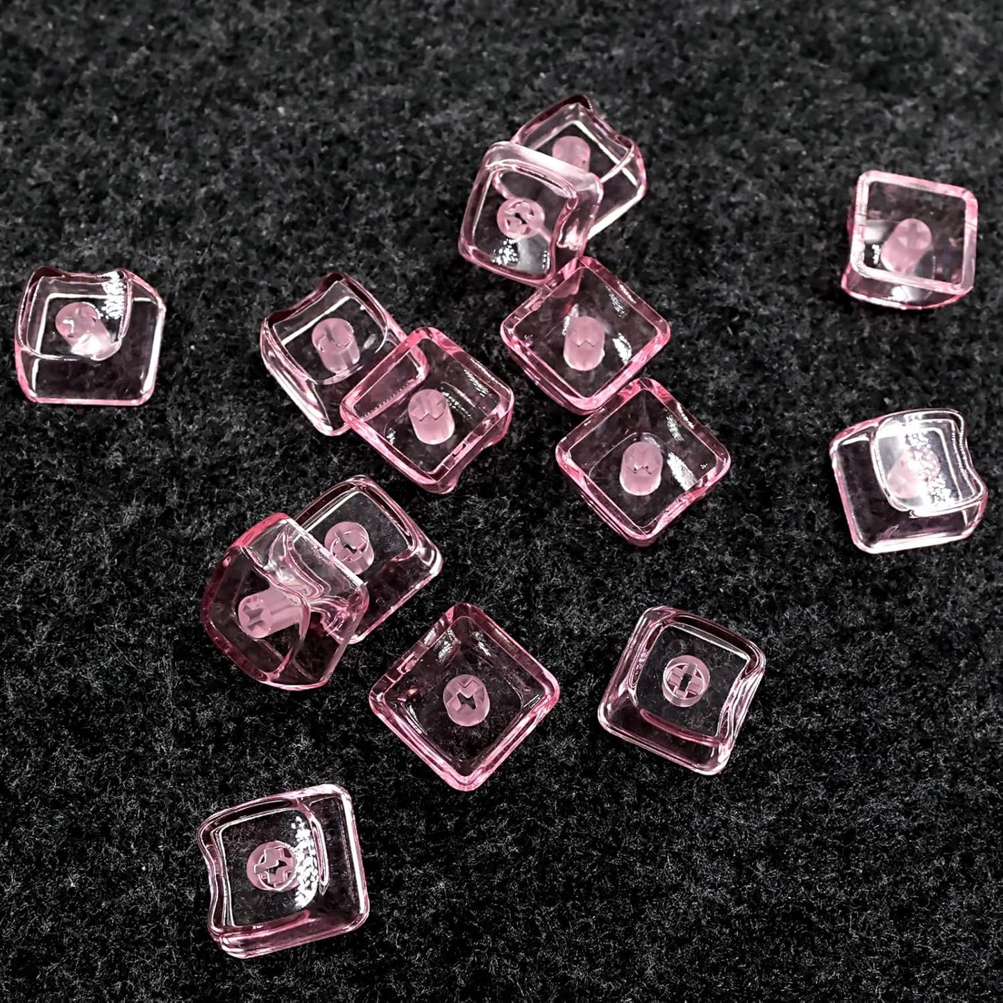 JSJT Blank Crystal Transparent Keycaps, Backlit Pink Keycap,21 Keys Love Heart-Shaped PC Custom Keyboard Caps Mao Profile for MX Switches Mechanical Keyboards