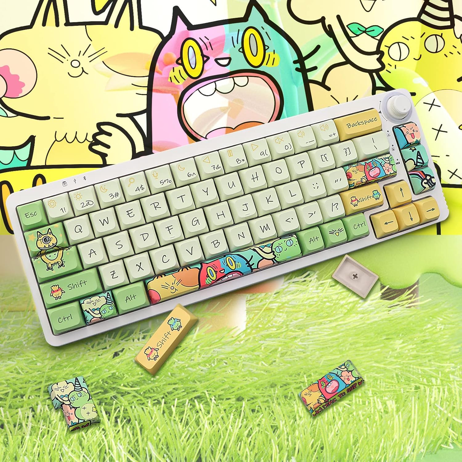 JSJT Keycaps XDA Profile Key Caps Magical Elves Themed Keycap 135 Keys PBT Dye Sublimation Keycap Set Suitable for ANSI/ISO Layout Cherry MX Switch Mechanical Keyboards