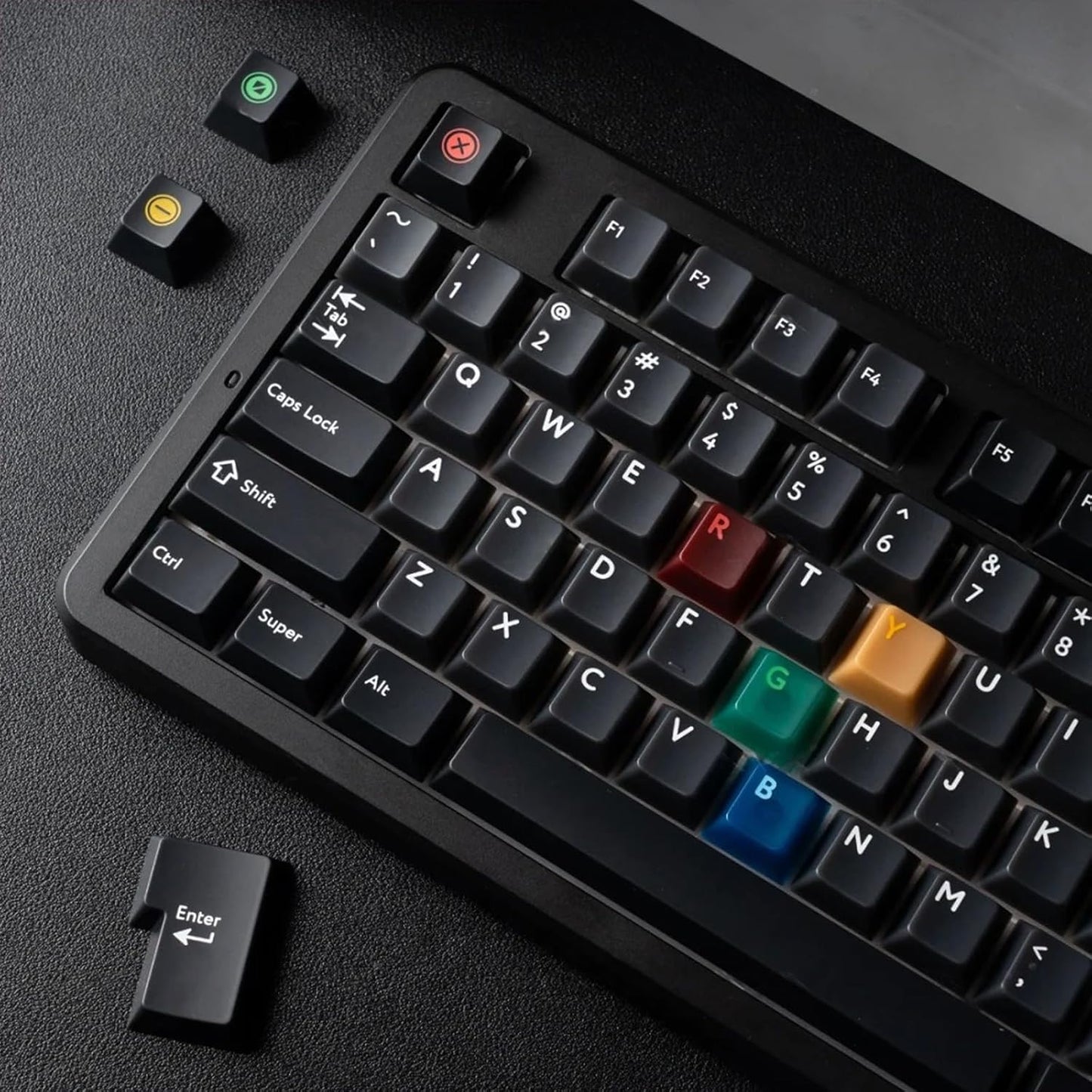 JSJT PC Black-Lights Theme Translucent Keycaps,165 Keys Dark Gray Color Cherry Profile Keycap Suitable for Cherry Mx Switch Mechanical Keyboards(Key Caps Only)