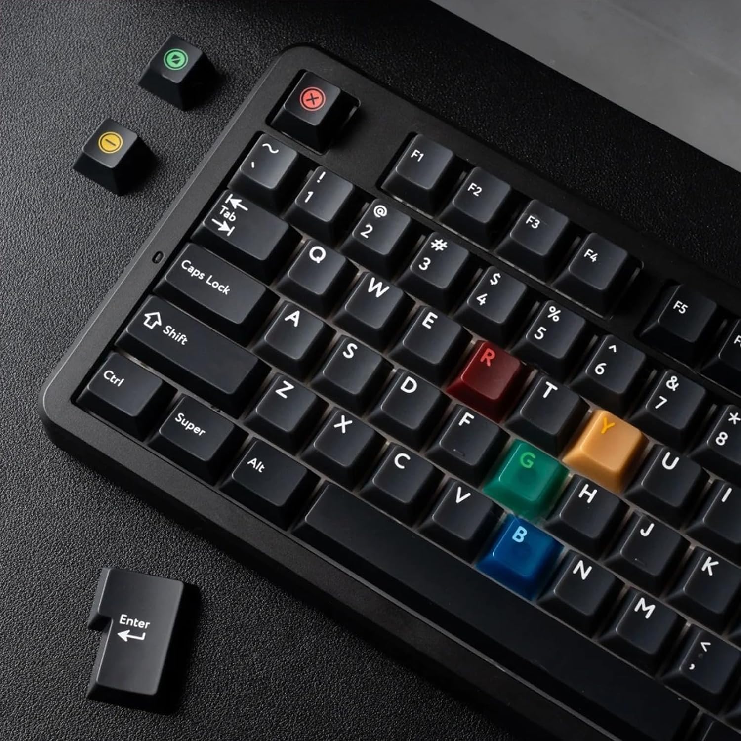 JSJT PC Black-Lights Theme Translucent Keycaps,165 Keys Dark Gray Color Cherry Profile Keycap Suitable for Cherry Mx Switch Mechanical Keyboards(Key Caps Only)
